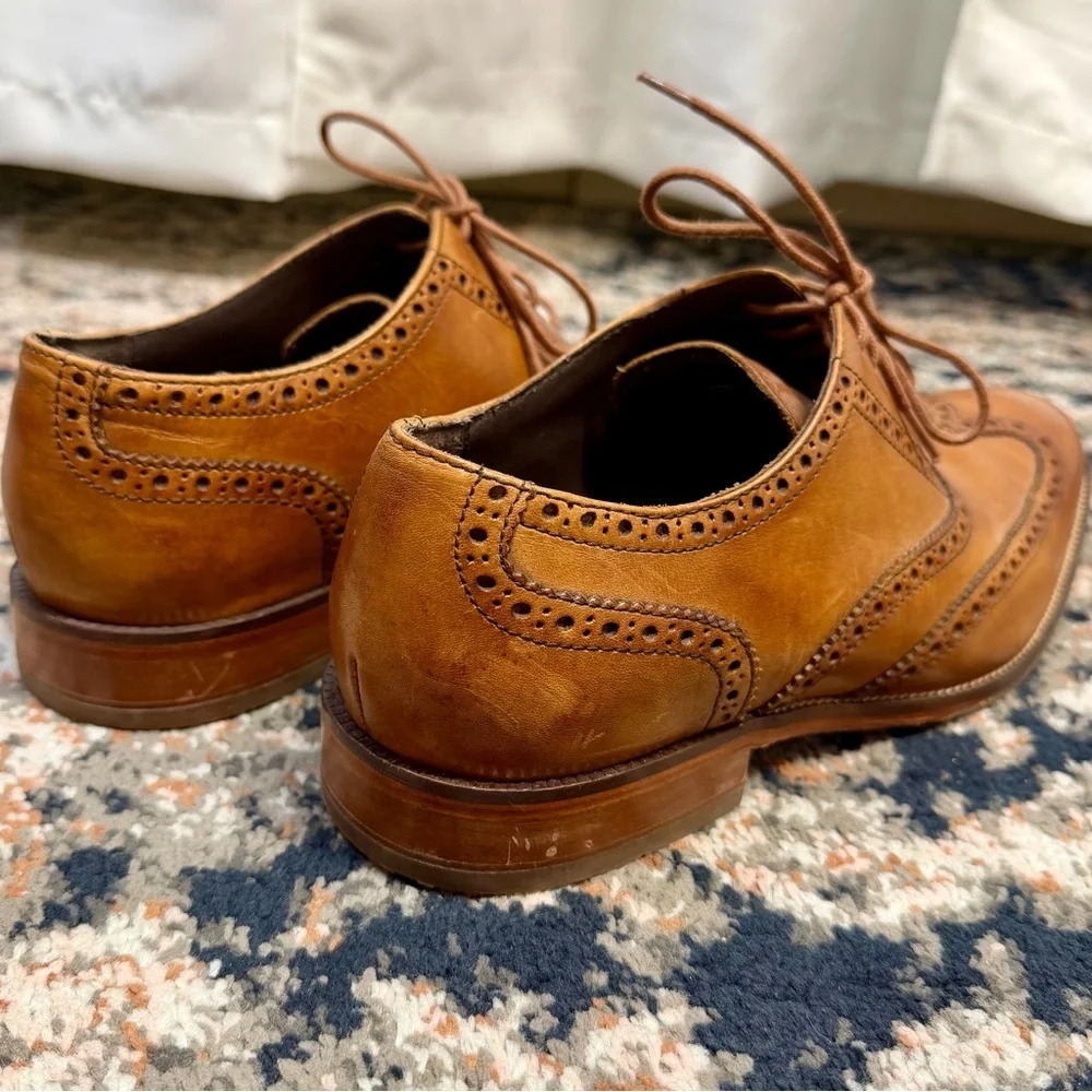 Cole Haan British Tan Leather Wing-Tip Lace-Up Oxford Dress Shoes Men’s Size 9.5